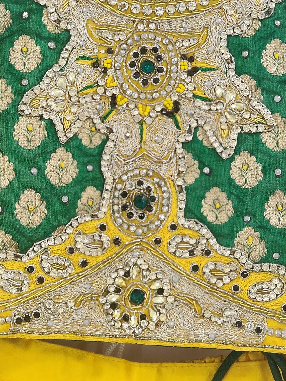Girls Green & Yellow Traditional Lehenga Choli w/ Dupatta, Sz 6 Ethnic Dress - Picture 4 of 8